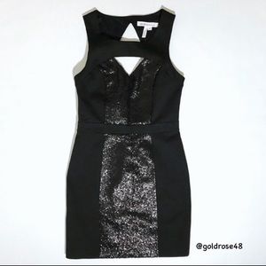BCBGeneration black sequin cutout bodycon dress XGN61A87